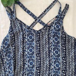 Pink rose strappy tank top